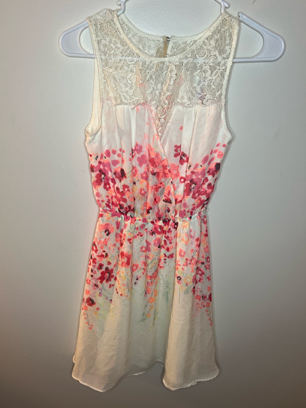 Candie's Cream Dress with Pink Floral Print